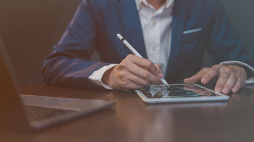 business man analyzing stock market