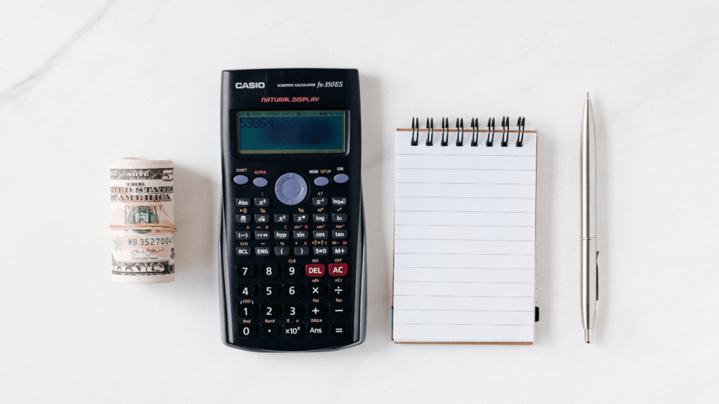 composition of calculator and paper